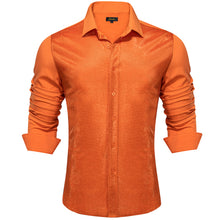 Dibangu Orange Silk Glitter Stitching Men's Shirt