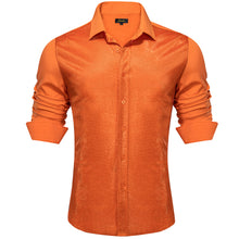 Dibangu Orange Silk Glitter Stitching Men's Shirt