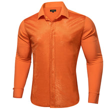 Dibangu New Orange Silk Glitter Stitching Men's Shirt
