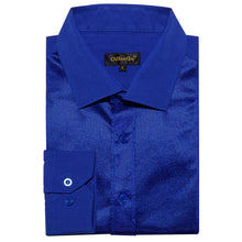 Dibangu Blue Silk Glitter Stitching Men's Shirt
