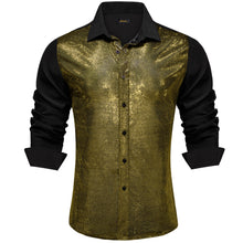 Dibangu New Black Silk Golden Glitter Stitching Men's Shirt