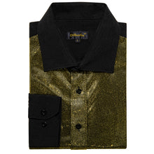 Dibangu New Black Silk Golden Glitter Stitching Men's Shirt