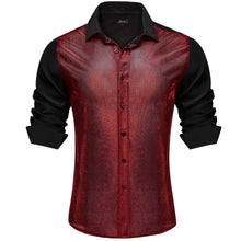 Dibangu Black Silk Red Glitter Stitching Men's Shirt