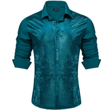 Dibangu Malachite Green Silk Glitter Stitching Men's Shirt