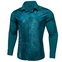 Dibangu Malachite Green Silk Glitter Stitching Men's Shirt