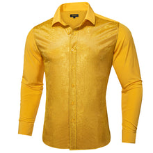 Dibangu Yellow Silk Glitter Stitching Men's Shirt