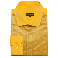Dibangu Yellow Silk Glitter Stitching Men's Shirt