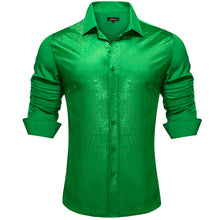 Dibangu Mint Green Silk Glitter Stitching Men's Shirt