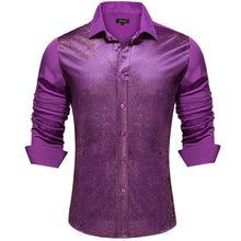 Dibangu Light Purple Silk Glitter Stitching Men's Shirt