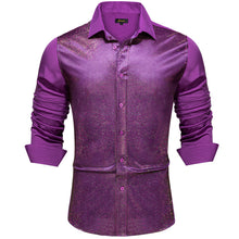 Dibangu Light Purple Silk Glitter Stitching Men's Shirt