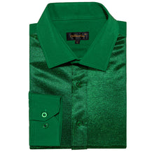 Dibangu Green Silk Glitter Stitching Men's Shirt