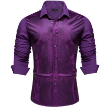 Dibangu Deep Purple Silk Glitter Stitching Men's Shirt