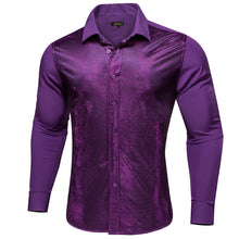 Dibangu Deep Purple Silk Glitter Stitching Men's Shirt