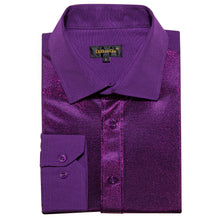 Dibangu Deep Purple Silk Glitter Stitching Men's Shirt