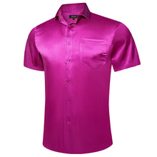 deep purple solid business men's short sleeve dress shirts