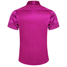 Dibangu Red Violet Solid Satin Men's Short Sleeve Shirt