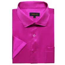 satin solid deep purple men's short sleeve shirts sale discount