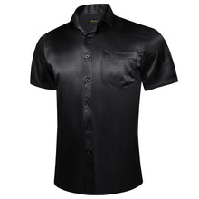 solid black mens short sleeve button up shirt