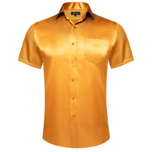 fashion orange solid men's short sleeve button down shirts