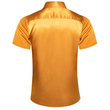 fashion orange solid button up short sleeve shirts mens