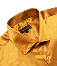 deep orange solid silk mens summer short sleeve shirts
