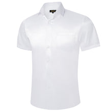 pure white solid silk mens short sleeve shirts