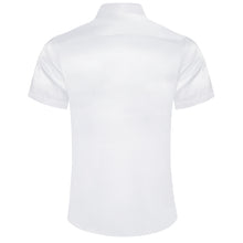 pure white solid men's short sleeve button-down casual shirts