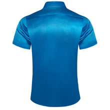 summer design solid cobalt blue mens short sleeve button up dress shirt