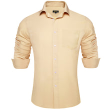 Wheat Solid Men's Silk Long Sleeve Shirt 