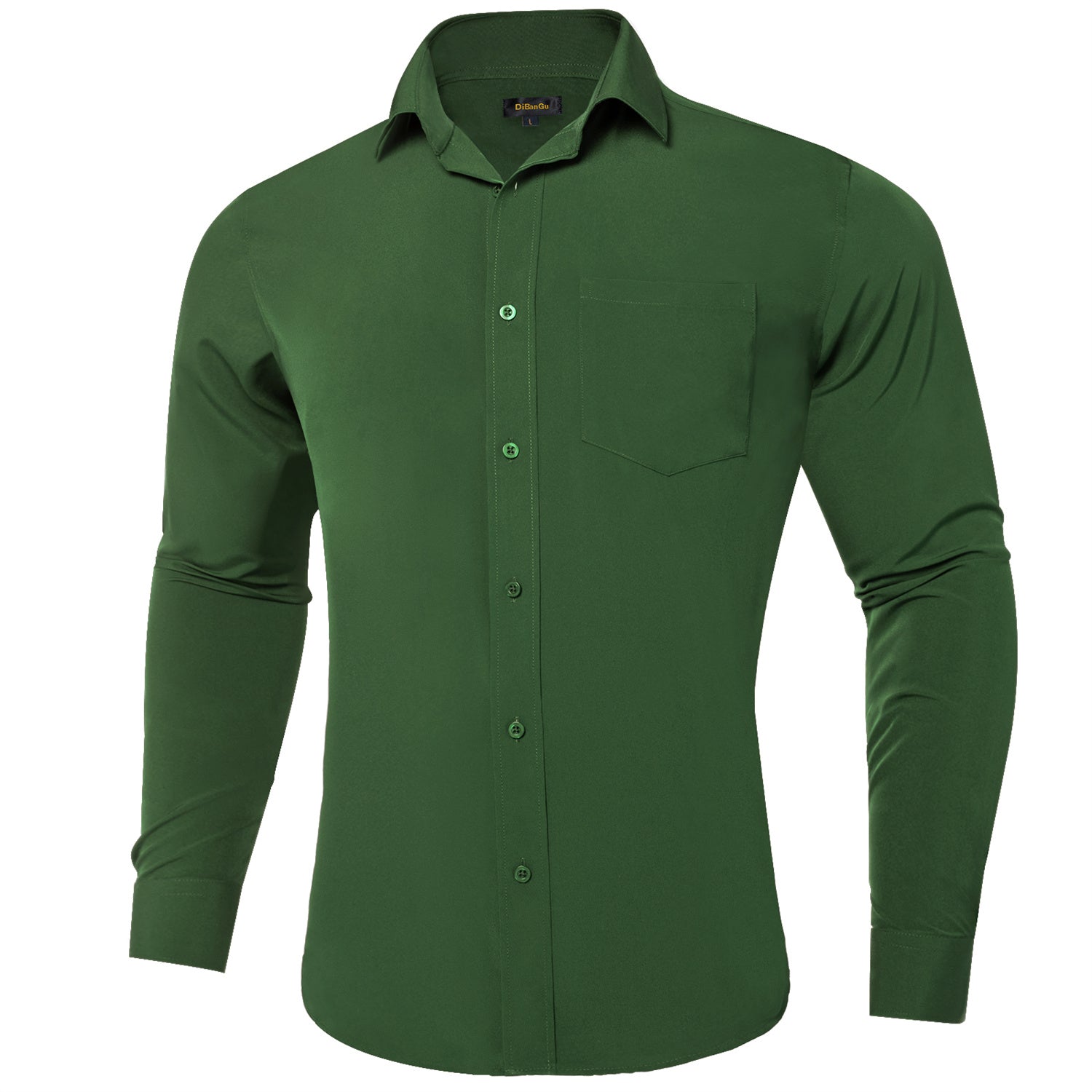 classic solid silk mens dress shirts green button up shirt for dress suit