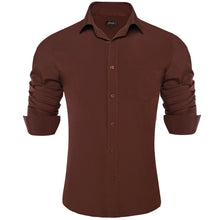  Pecan Brown Solid Silk Men's Shirt 