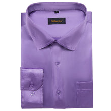 Long Sleeve Shirt Purple Orchid Solid Satin Men's Silk Shirt
