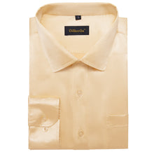 Long Sleeve Shirt Moccasin Color Solid Satin Mens Dress Shirt