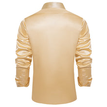 Long Sleeve Shirt Moccasin Color Solid Satin Mens Dress Shirt