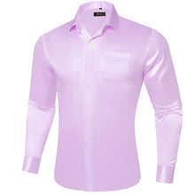  Long Sleeve Shirt Lavender Purple Solid Satin Mens Dress Shirt Top
