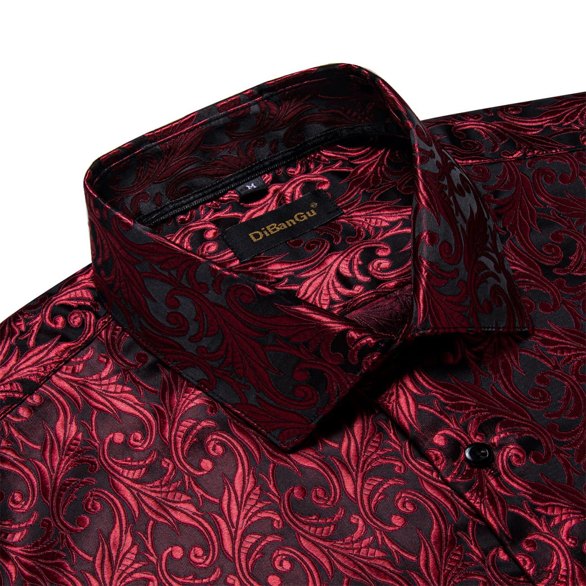 Dibangu Tuxedo Shirt Burgundy Red Floral Men's Dress Long Sleeve Shirt DiBanGuStore Dibangu Tuxedo Shirt Burgundy Red Floral Men's Dress Long Sleeve Shirt DiBanGuStore