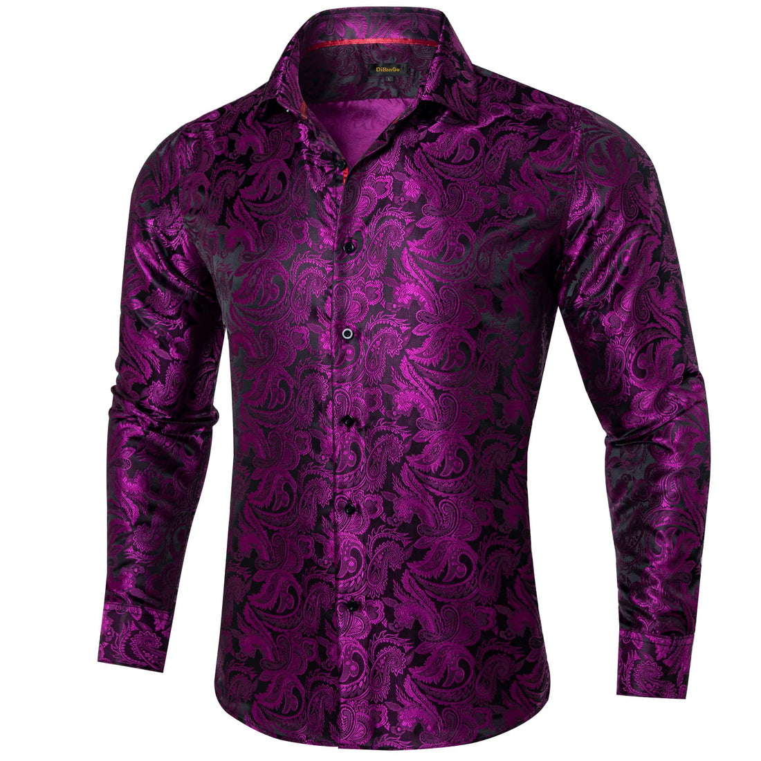 fashion formal business work paisley dark purple shirt for men