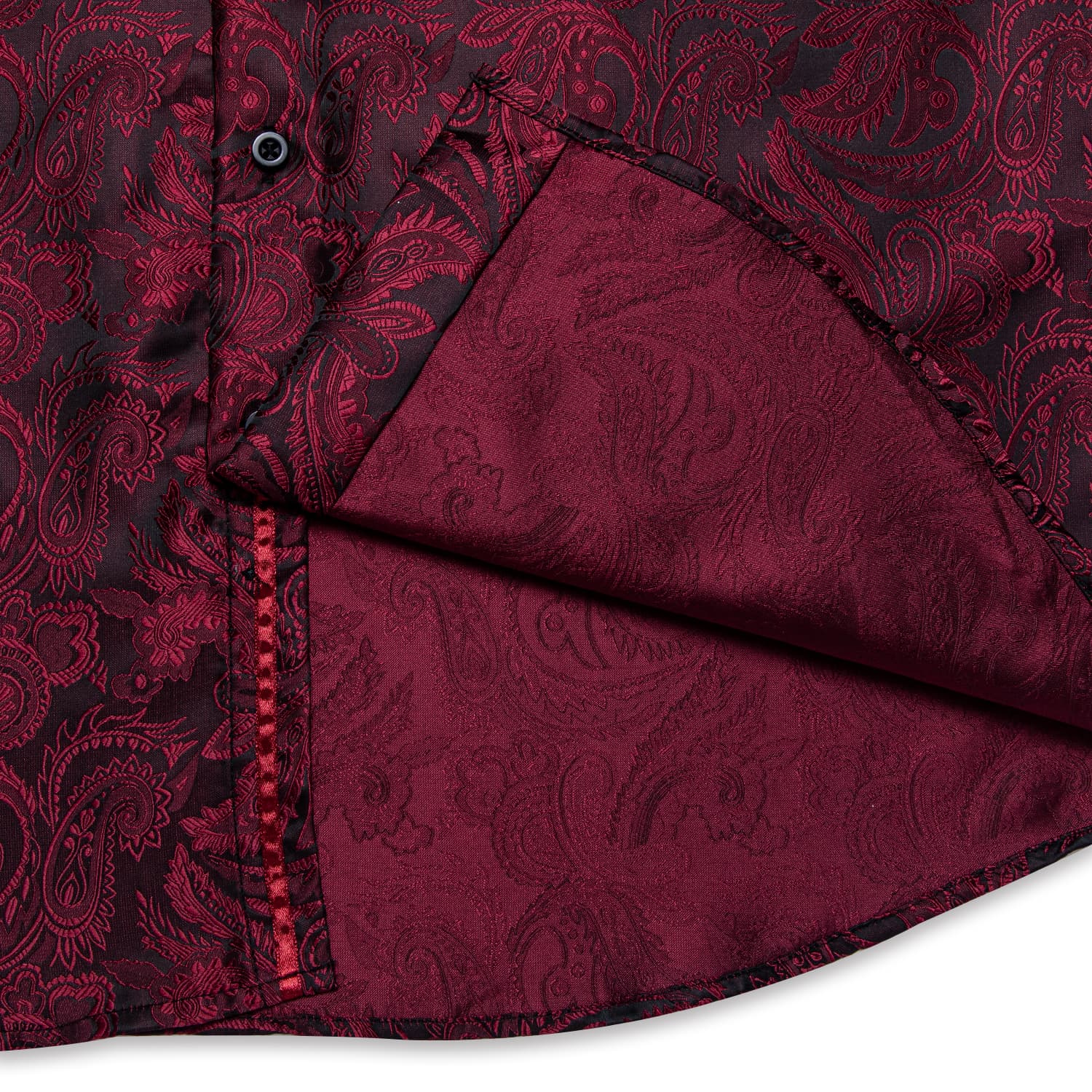 classic paisley Burgundy red silk shirt for men