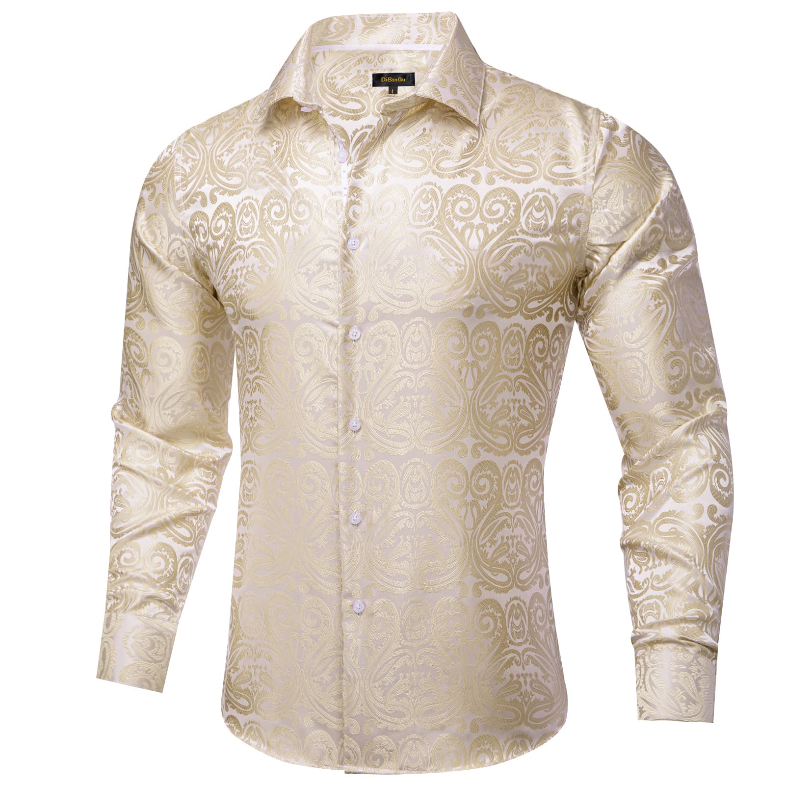 DiBanGu Dress Shirt Champagne Floral Button Down Long Sleeve Mens Shirt Top, L / Red DiBanGu Dress Shirt Champagne Floral Button Down Long Sleeve Mens Shirt Top, L / Red