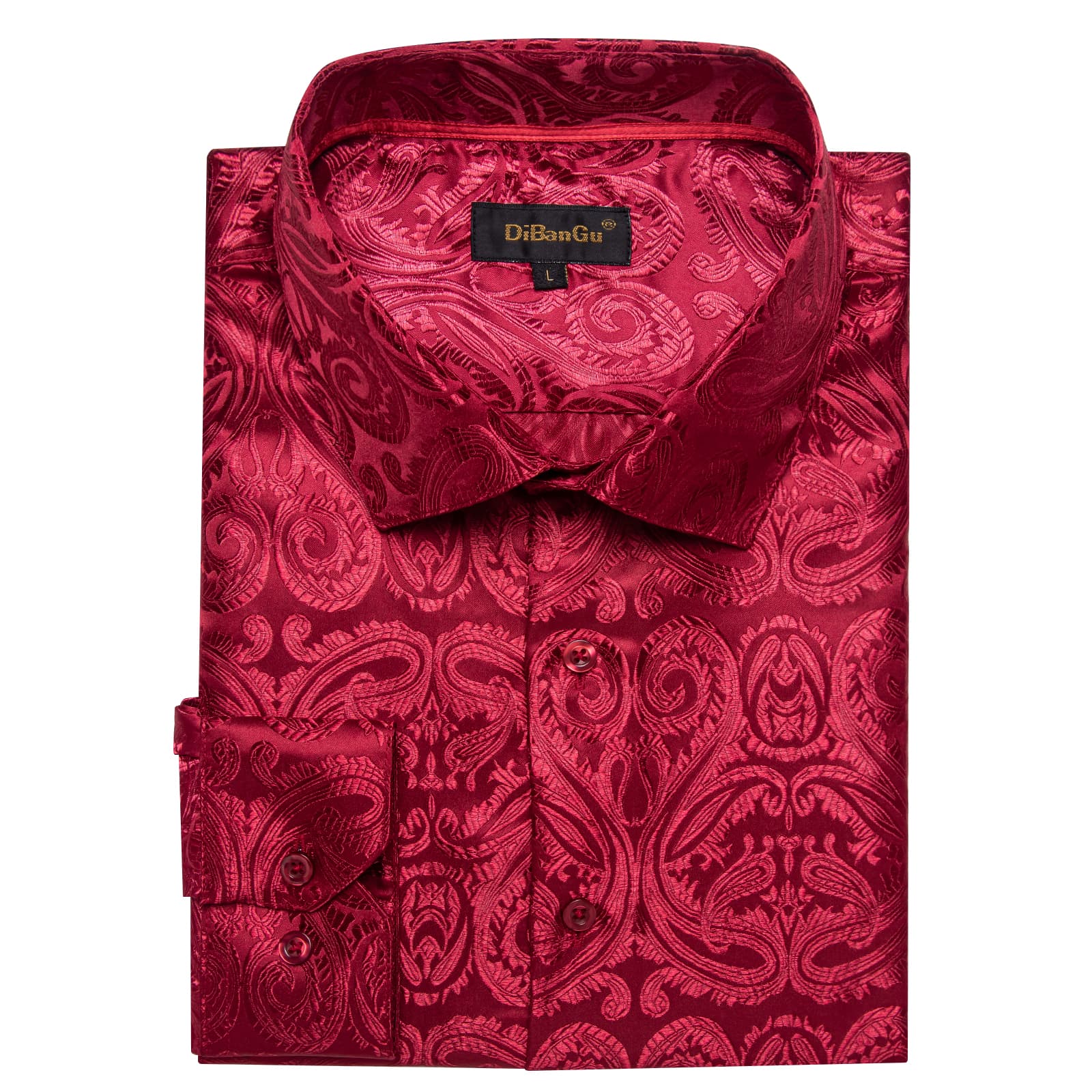 Dibangu Shirt for Men Burgundy Paisley Long Sleeve Silk Wedding Shirts DiBanGuStore Dibangu Shirt for Men Burgundy Paisley Long Sleeve Silk Wedding Shirts DiBanGuStore