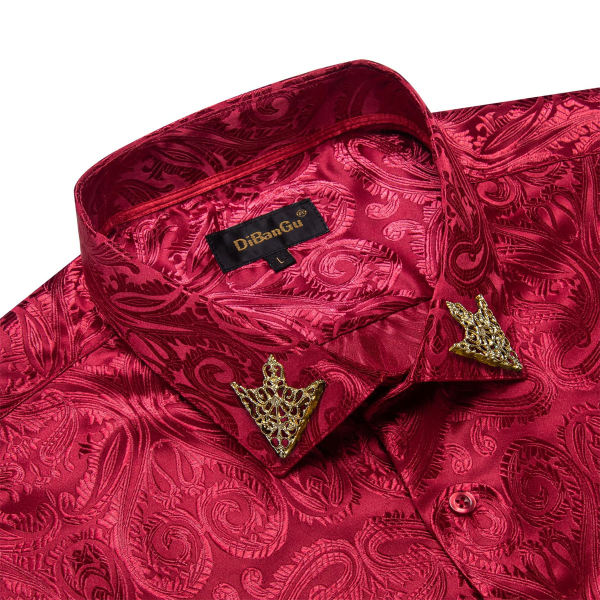 Dibangu Shirt for Men Burgundy Paisley Long Sleeve Silk Wedding Shirts DiBanGuStore Dibangu Shirt for Men Burgundy Paisley Long Sleeve Silk Wedding Shirts DiBanGuStore