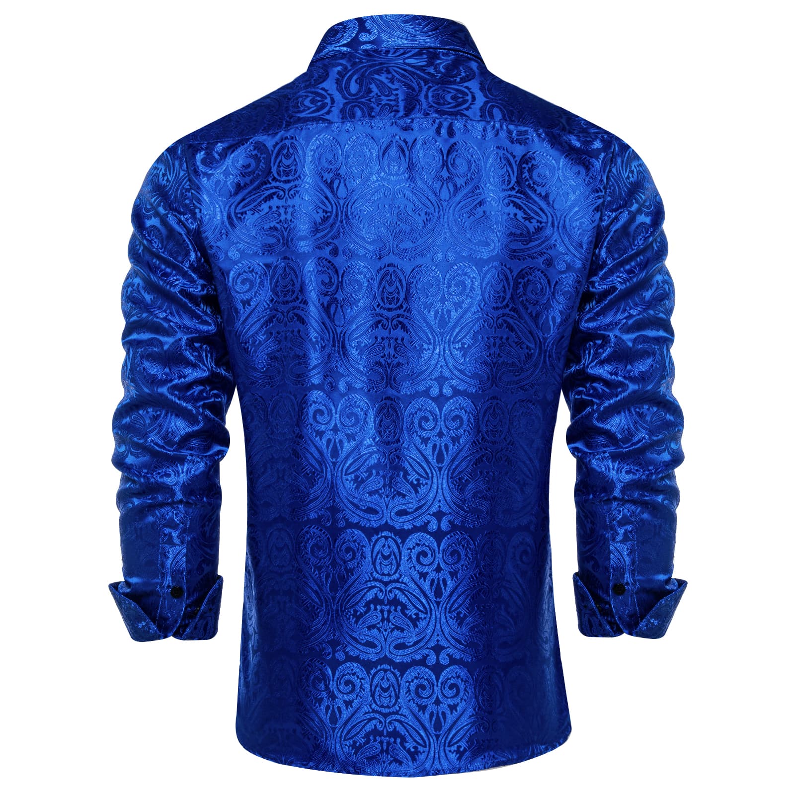 Dibangu Mens Shirt Cobalt Blue Paisley Long Sleeve Silk Button Shirt DiBanGuStore Dibangu Mens Shirt Cobalt Blue Paisley Long Sleeve Silk Button Shirt DiBanGuStore