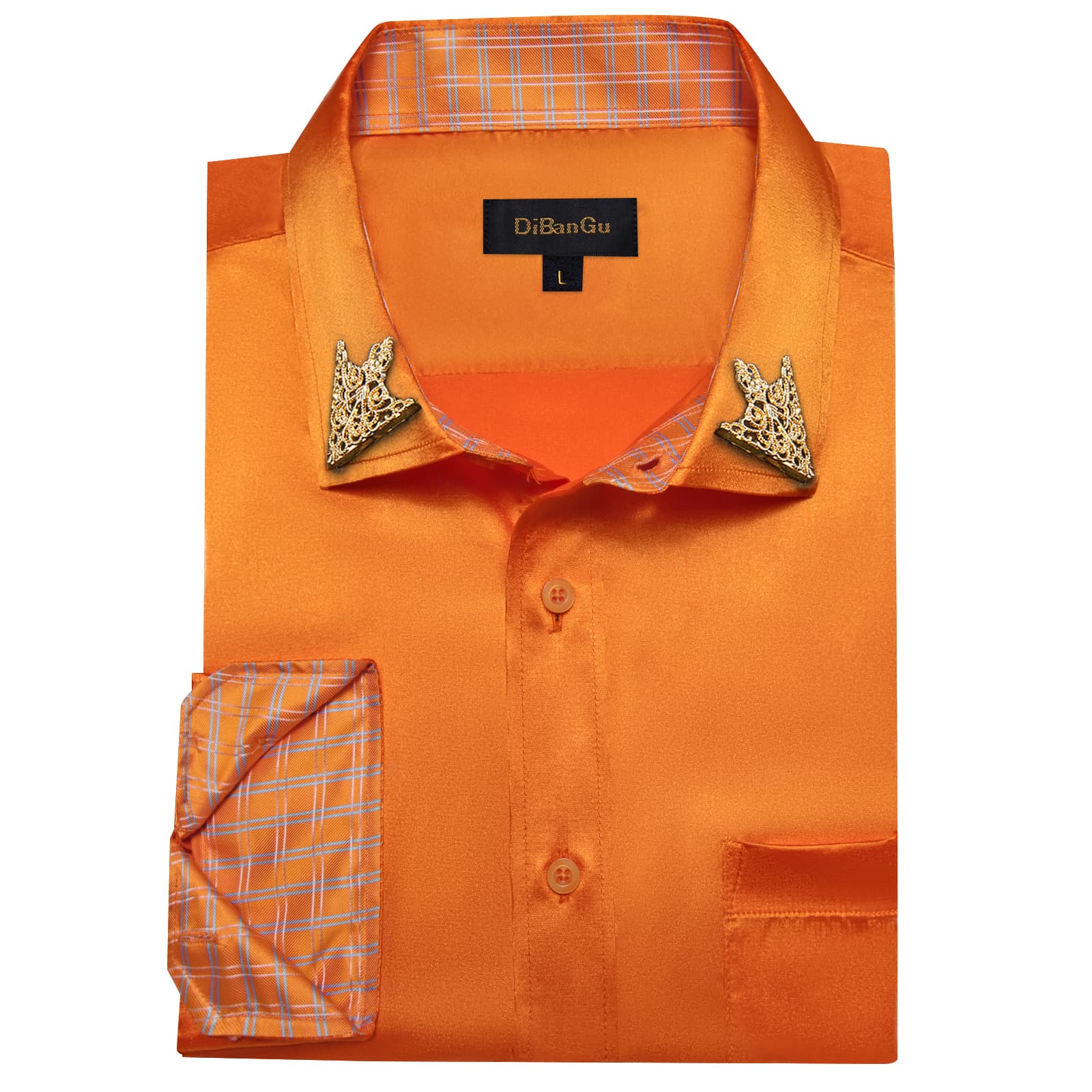 orange button up shirt
