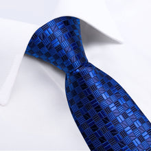 Kid's Tie Navy Blue Plaid Silk Children's Tie Pocket Square Se