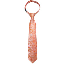 Kids Tie Pink Orange Woven Paisley Silk Tie