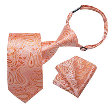 Kids Tie Pink Orange Woven Paisley Silk Tie