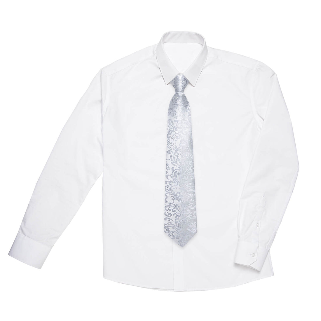 Kids Tie Light Grey Floral Silk Tie