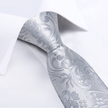 Kids Tie Light Grey Floral Silk Tie