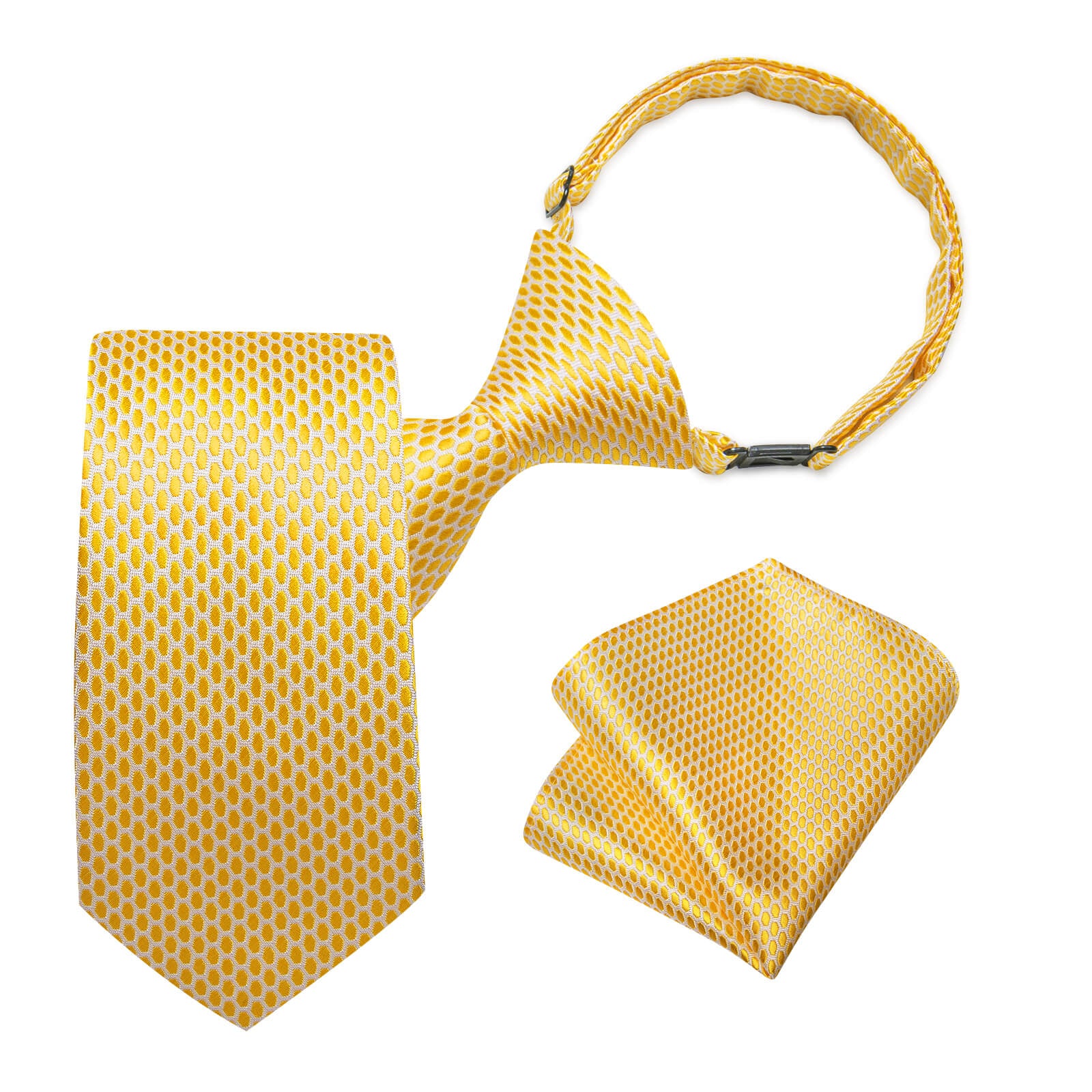 DiBanGu Kids Tie Gold Yellow Polka Dot Silk Tie Handkerchief Set