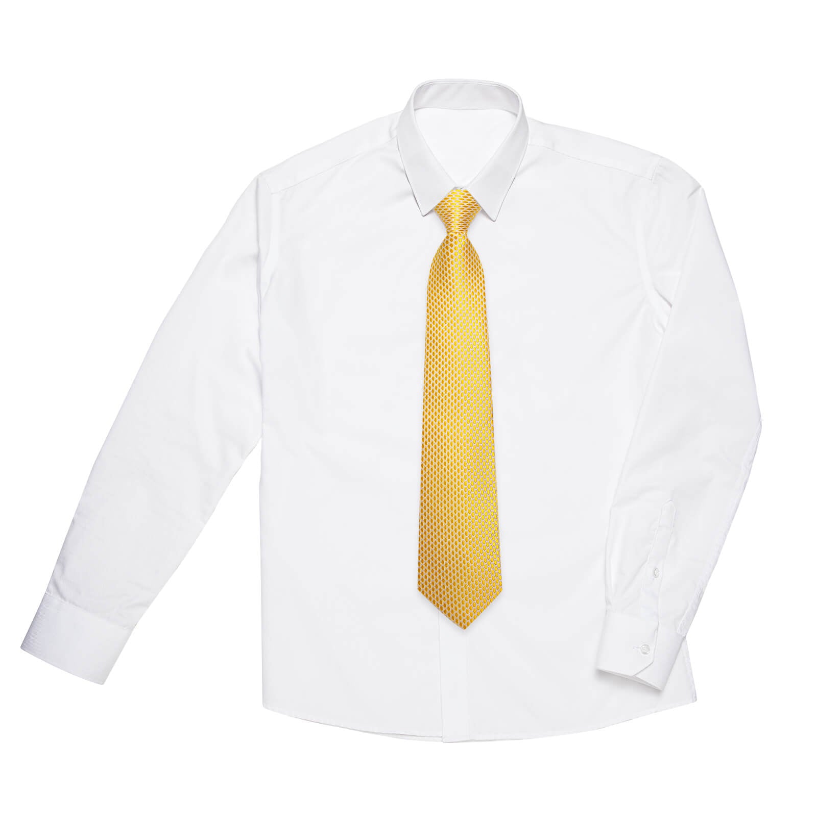 DiBanGu Kids Tie Gold Yellow Polka Dot Silk Tie Handkerchief Set